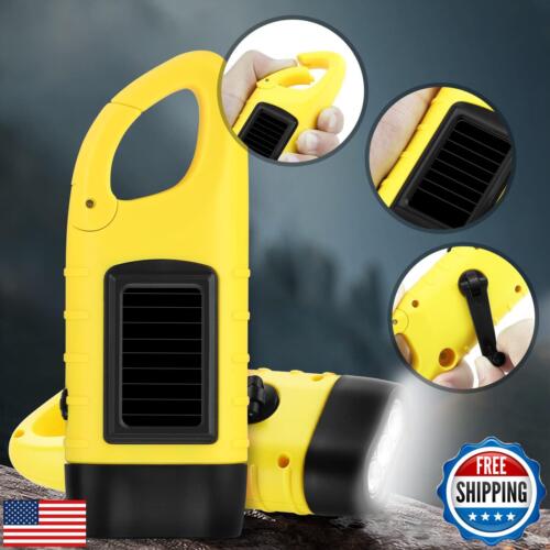EKNBKE Hand Crank Solar Flashlight, Emergency Flashlight Hand Crank,Portable - Picture 3 of 5