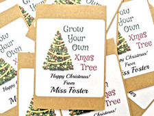 60 x Personalised Teacher to Pupil Gift Grow Your Own Christmas Tree Seed Packs
