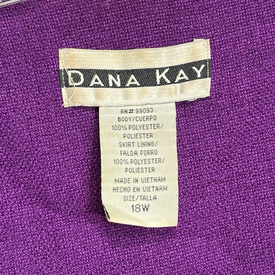 Dana Kay Women’s Size 18W Blazer Jacket 3/4 Sleeves Buttons Collarless