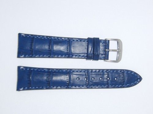 RIOS1931 Germany Embossed Alligator Grain Watch Band Strap 22 mm Navy LOUISIANA - Picture 2 of 3