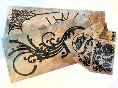 New Lot of 5 Tim Holtz Idea-ology MASK Embellishments~Flourish/Haunted + 3 Minis