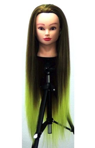 Cosmetology Mannequin Head Hair Training Synthetic 26" Brown/Yellow