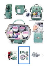 Baby backpack diaper bag mommy stroller bag straps USB large waterproof Green