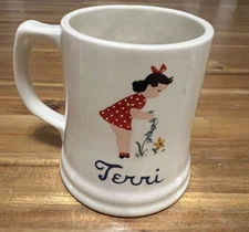 Vintage 1940s Ceramic Thorens Switzerland Music Box Mug - Terri - Unique Rare