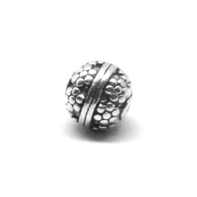 Pewter 10mm Round Patterned Bead 15 Pieces