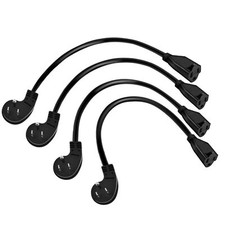 4 Pack 1Ft Flat Plug Extension Cord with 3 Prong Grounded Low Profile Cable