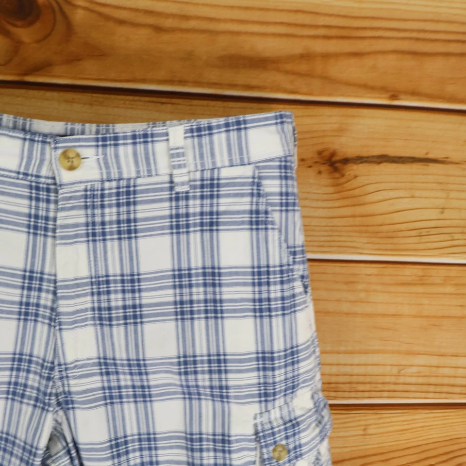 Шорты мужские Basic Editions размер 36 синие белые клетчатые 100% хлопок карманы для груза - Изображение 3 из 4