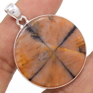Chiastolite-Cross-Stone-925-Sterling-Silver-Pendant-Jewelry-AP67442