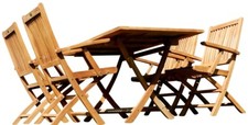 ECHT TEAK GARTENSET Gartengarnitur Klapptisch 140x80 + 4 Klappsessel AVES Holz