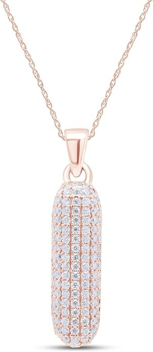 3/5ct Initial I Pendant Natural Diamond Pendant 18" Necklace Sterling Silver