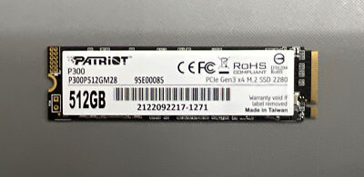 Patriot P300 M.2 2280 512GB PCIe Gen3 x 4, NVMe 1.3 Internal Solid