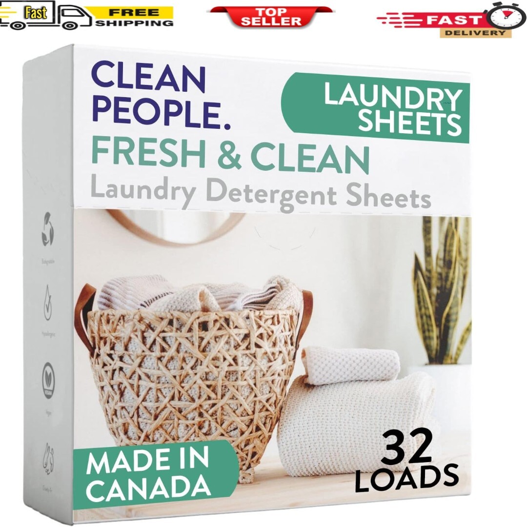 Clean People Laundry Detergent Sheets PlantBased, Hypoallergenic