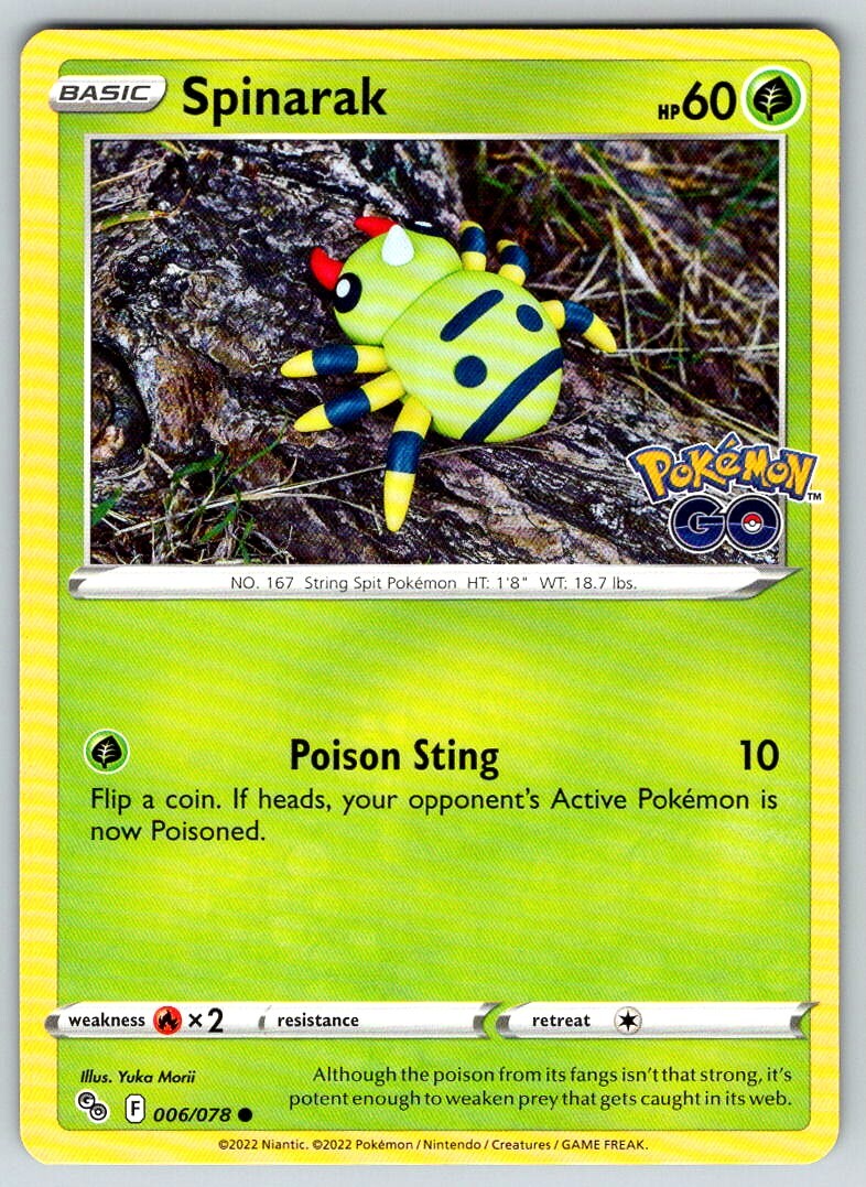 2022 POKEMON GO SPINARAK BASIC/COMMON #006/078 HP 60