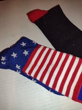 Stars And Stripes Americana 4th Of July Stretch Knit Socks Lot Of 2 NWT