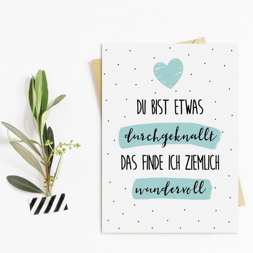 Postkarte WUNDERBAR DURCHGEKNALLT Postkarte Sprüche für Freunde - Picture 2 of 4