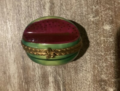 Limoges France Peint Main Watermelon Porcelain Trinket Box