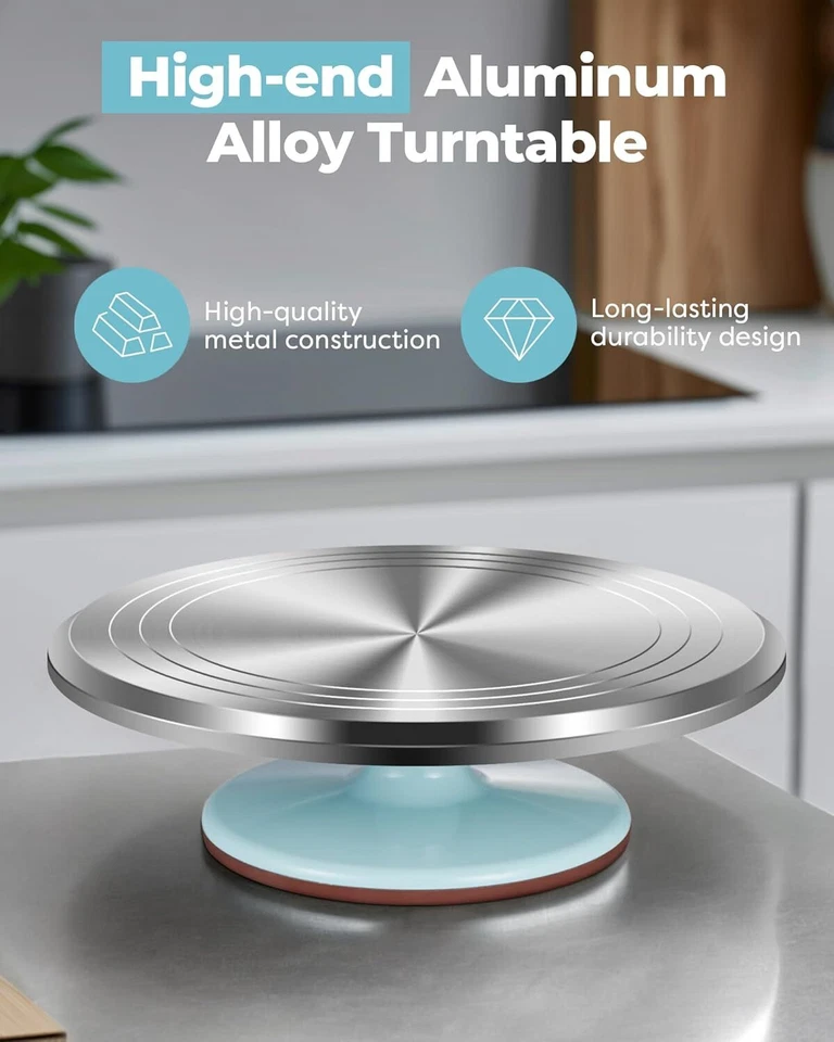 Soporte giratorio para pasteles de aleación de aluminio de 12 pulgadas giratorio para pasteles Foto 4 de 4