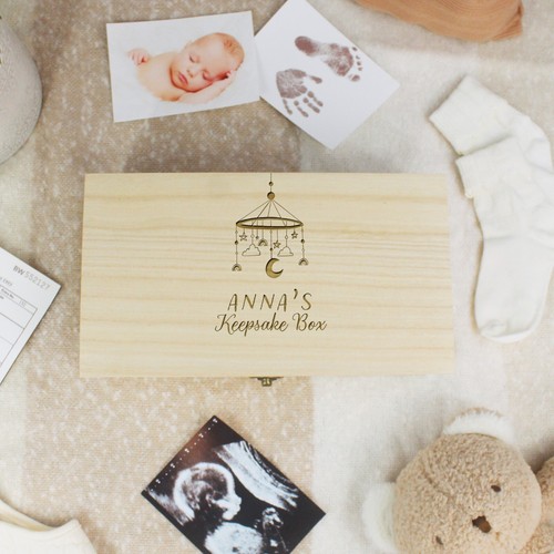 Personalisierte neue Baby Holz Andenken Box Neugeborenes Baby Luxus Babyparty Geschenk - Bild 11 von 30