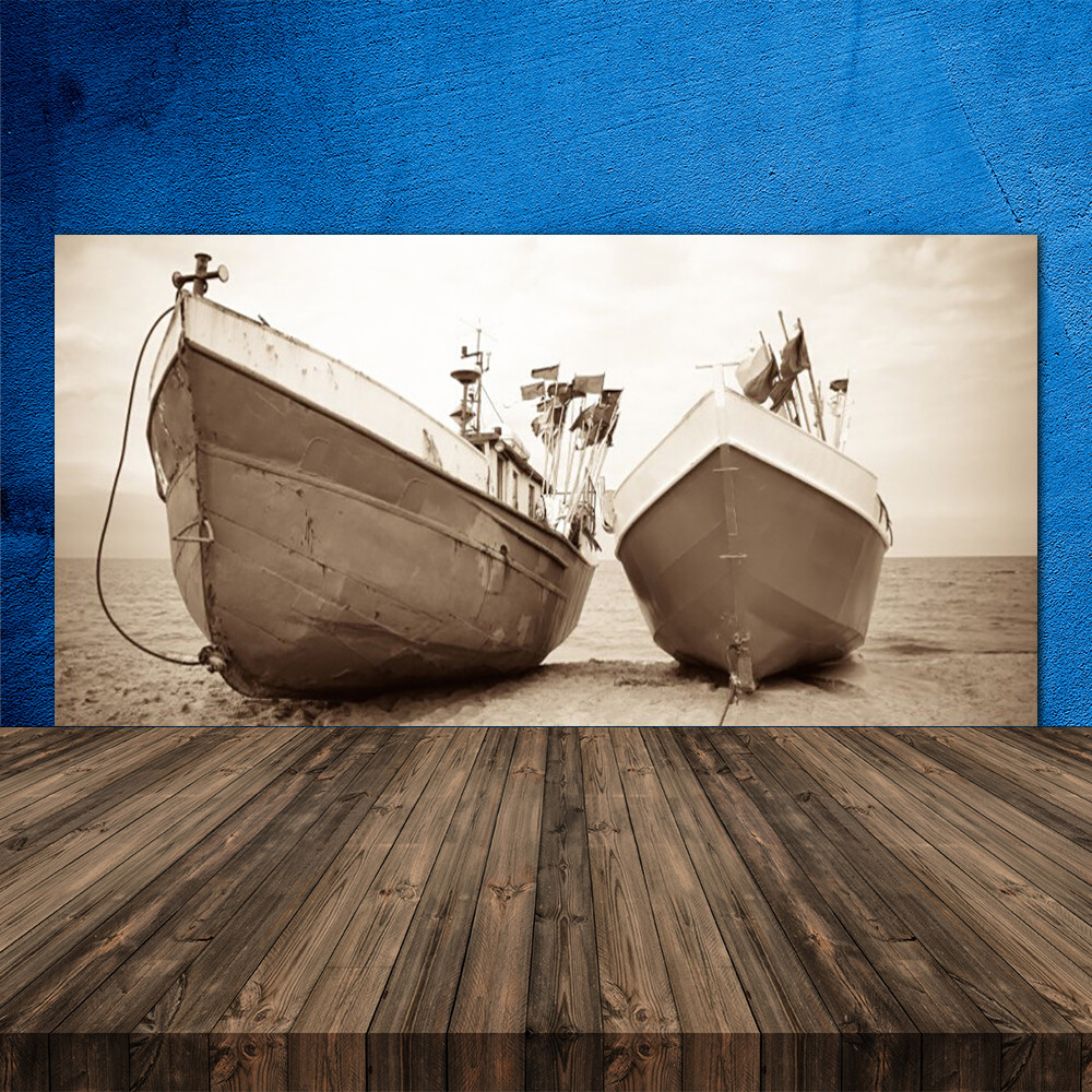 Crédence de cuisine en verre trempé 120x60 cm motif Bateaux