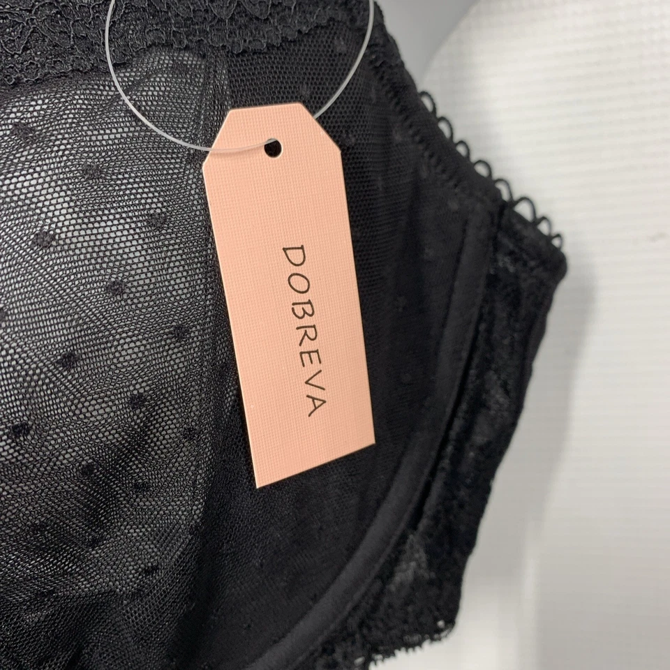 Sutiã feminino DOBREVA sexy de renda com aro balconette sem forro Demi preto transparente 42D - Imagem 3 de 4