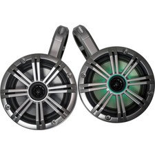 White Kicker Wake Towers with Silver Kicker 6.5" Marine RGB LED Speakers Pair