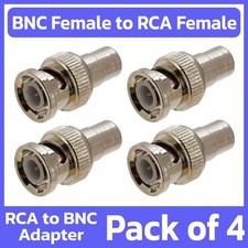 4 Pack BNC Male Plug to RCA Female Jack Adapter M/F Coaxial Cable Converter CCTV