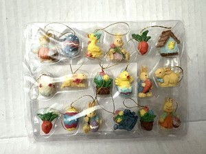 Vintage New Set of 18 Mini Easter Bunny, Eggs & Carrots Ornaments Tree Decor (#B