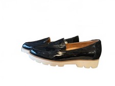 New Vionic Women's Black Patent Leather Loafers with White Sole