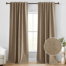 Natural Linen Curtains 90 inches Long, Absolutely Black Out Bedroom Curtains ...