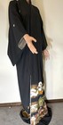 Black Tomesode Kimono, Pine, Bamboo, Plum Pattern, Gold Thread, Foil, BlackxGold — photo 3