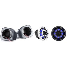 Kicker 51MSC65 6.5" Premium Marine LED Speakers and Front 6.5in Speaker Pods ...