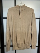 Jos. A. Bank Men's XXL Tan 1/4 Zip Long Sleeve Sweater Pullover