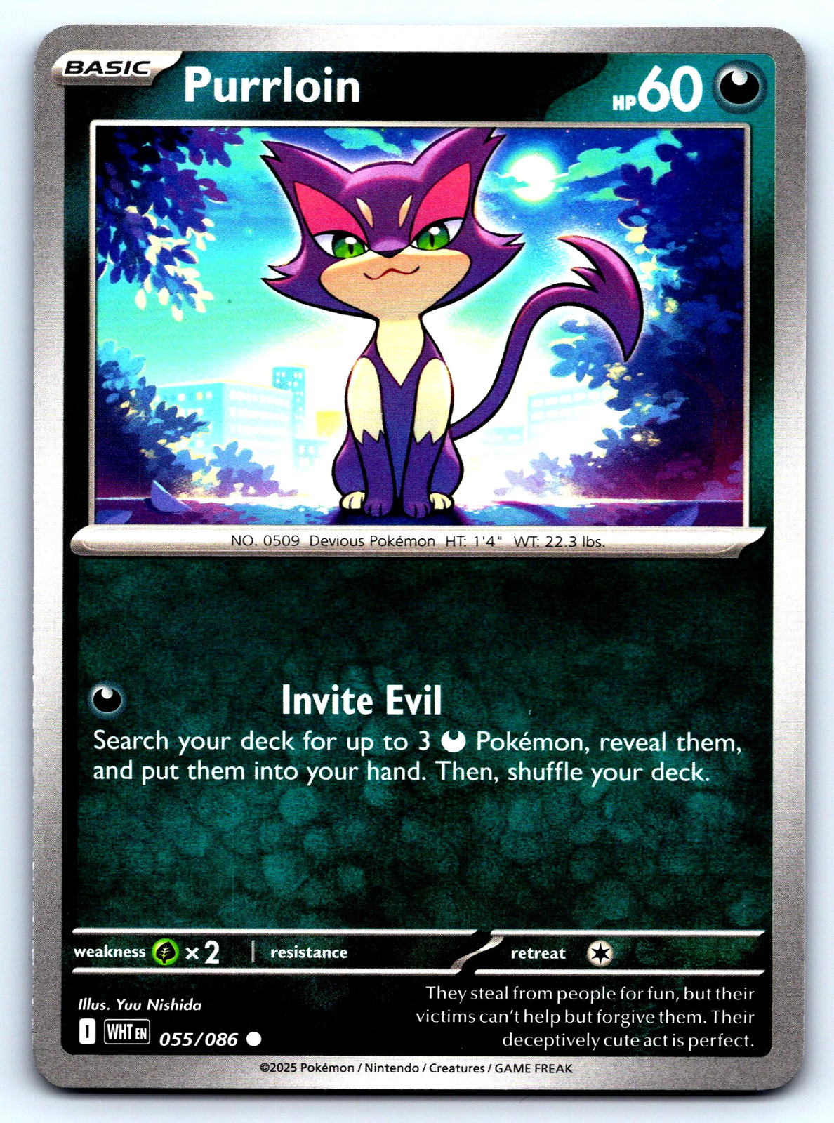 Purrloin White Flare #55 Normal NM Pokemon Card