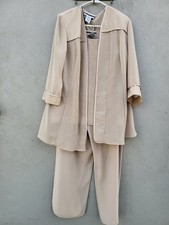 Women's Elegant Dana Kay 3 Piece Gala Pant Suit Formal Size 16W Beige