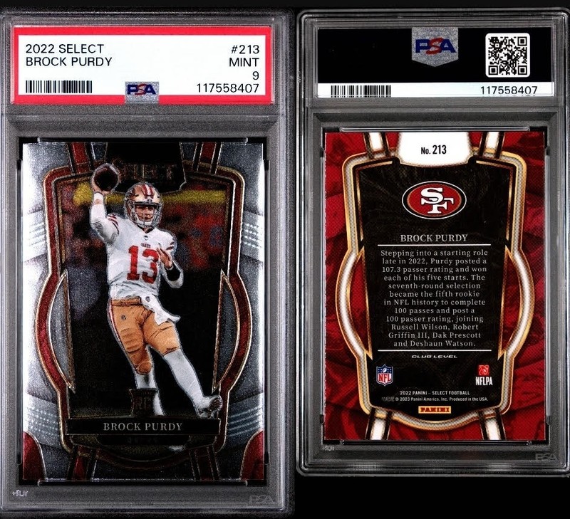 2022 Panini Select Brock Purdy RC Club Level PSA 9 #213