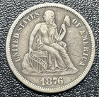 1876-CC Seated Liberty Silver Dime 10c VF Details Very Fine Carson City