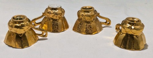 Set Of Four 24K Gold Le Mieux Gold Floral Etched Cups and Saucers EUC - Picture 12 of 17