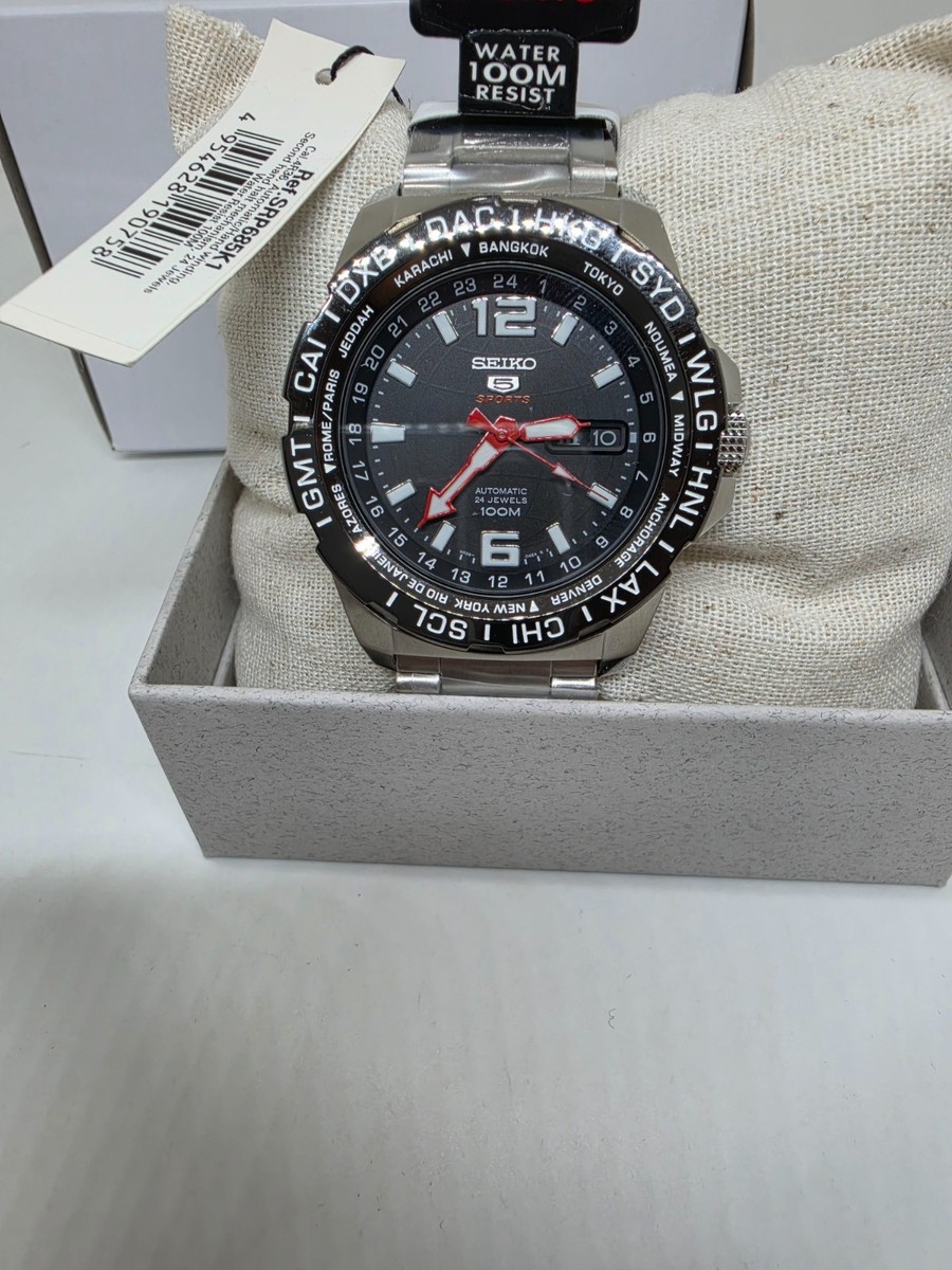 SEIKO 5 Sports SRP685K1 GMT Automatic 4R36Watch World Time Steel