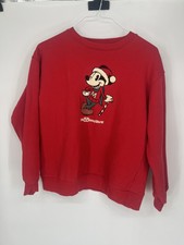 Disney Parks Mickey Mouse Red Christmas Holiday Crew Neck Sweater Adult L Read