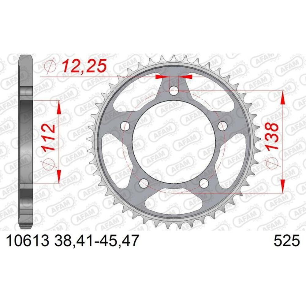 AFAM Standard Steel Sprocket 10613-Step 525 For Motorcycle Parts Accessories