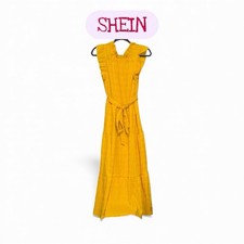 SHEIN Vibrant Yellow Maxi Long Dress Sleeveless Size Large