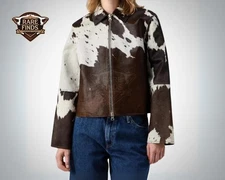 Handmade Cowhide Leather Jacket – Genuine Hair-On Hide | Western Style | Rare St