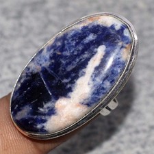 Sodalite 925 Silver Plated Gemstone Handmade Handmade Ring US 5.5 MJ