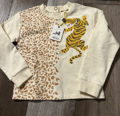 Finding Foxtale Tiger Sweatshirt Animal Print Back Button Size 7 NWT