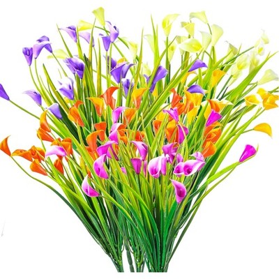 Künstliche Blumen Calla Lily Deko UV-beständig 6 Stück Kunststoff Blumen