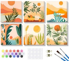 6 Pack Framed Paint by Numbers Kit for Adults Beginner, Landscape Adults' Pai...