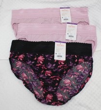 New set of 3 WARNER'S no muffin top HI CUT panties PINK BLACK PURPLE FLORAL 2XL