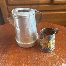 2 Vtg Toy Pitchers Little Red Riding Hood Tin Lithograph 1915  Toy Percolator