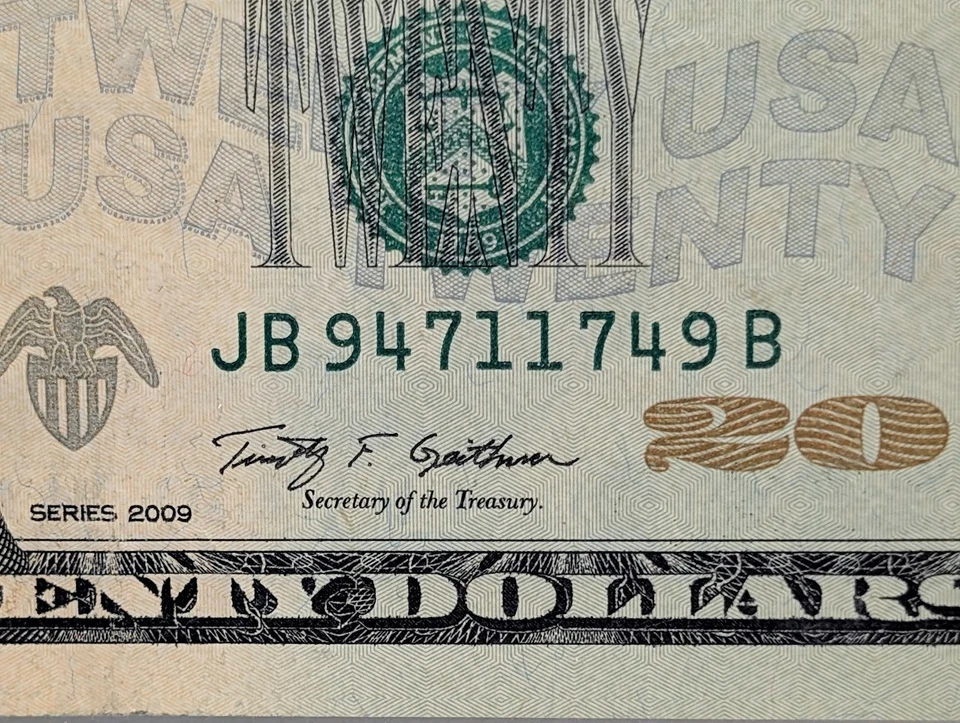 $20 2009 Radar Serial Bill 94711749 PMG 40 NY Federal Reserve Note - Image 2 of 3