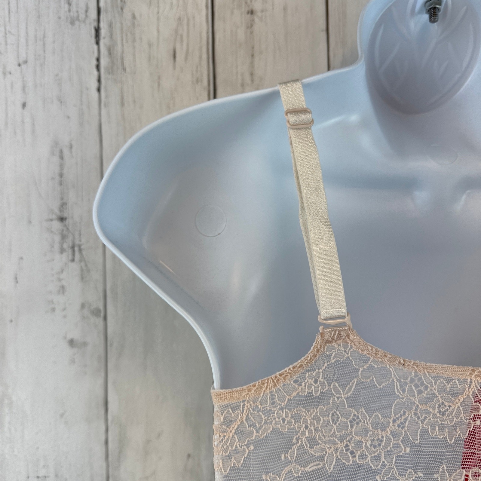 Ruby Ribbon Shell Valentina Demilette Lace Bra Size 34 Wireless Sheer Bralette